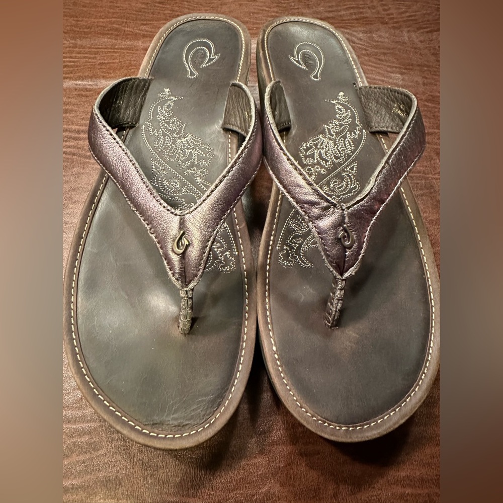 OluKai Brown Leather Sandals